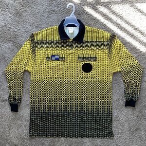 OfficialSports Soccer NISOA Referee Jersey Yellow Black Patterned Long Sleeve LG